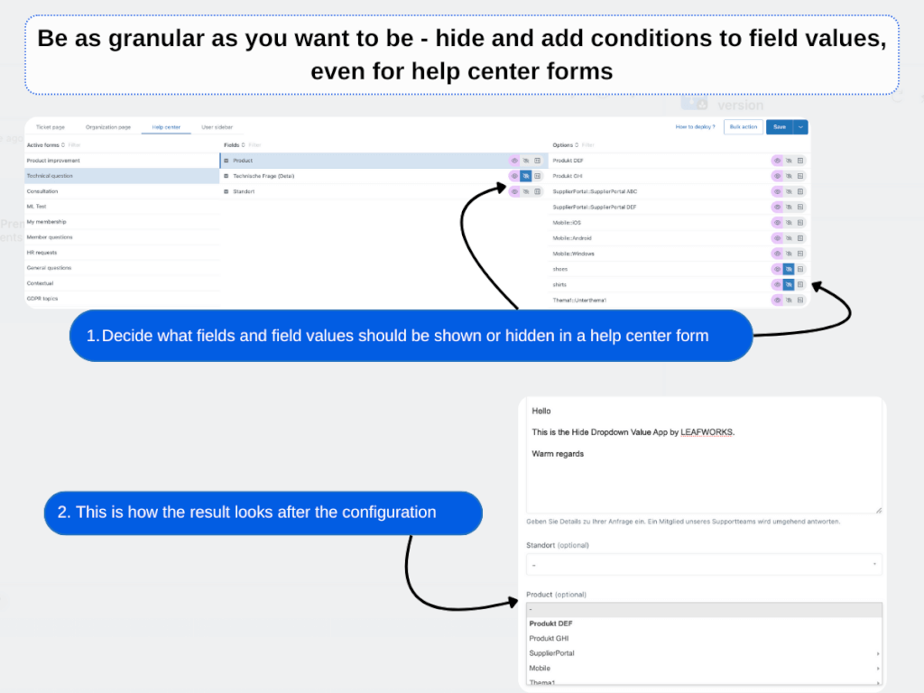 Conditional Fields by LEAFWORKS App Integration with Zendesk Support